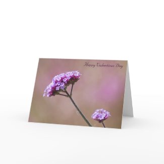 Macro Purple and Pink Flowers Valentines Greeting Card