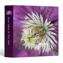 Macro Purple Clematis Flower 3 Ring Binder