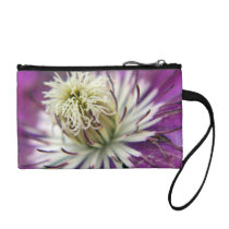 Macro Purple Clematis Flower Coin Wallets
