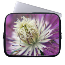 Macro Purple Clematis Flower Laptop Sleeves