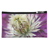 Macro Purple Clematis Flower Makeup Bag
