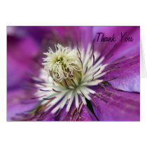 Macro Purple Clematis Flower Thank You Greeting Card