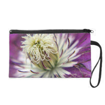 Macro Purple Clematis Flower Wristlet Clutches