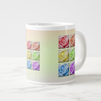 Macro Rainbow Roses Extra Large Mugs