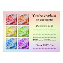 Macro Rainbow Roses Personalized Invitations