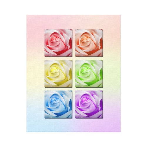 Macro Rainbow Roses Portrait Gallery Wrapped Canvas