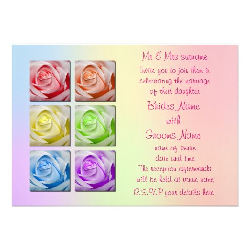 Macro Rainbow Roses Wedding Invitations