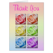 Macro Rainbow Roses Wedding Thank You Card