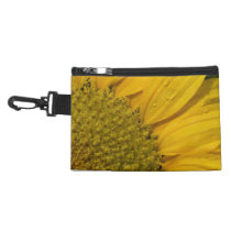 Macro Sunflower With Raindrops Accessories Bag