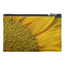 Macro Sunflower With Raindrops Travel Accessory Bag