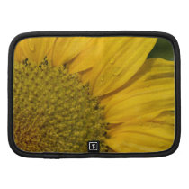 Macro Sunflower With Raindrops Folio Planners