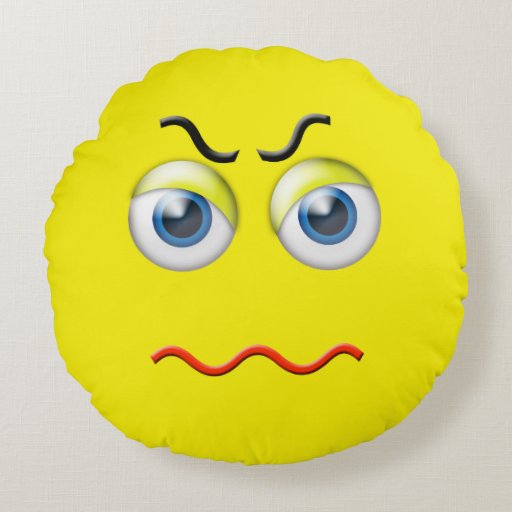 Mad Angry Emoji Round Pillow Zazzle