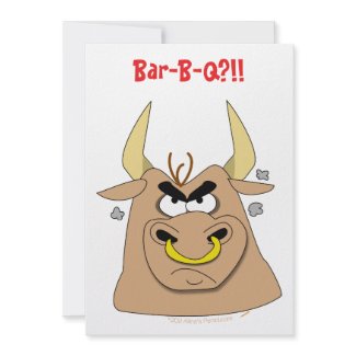 Mad Bull Funny Barbecue or Grill Party Custom Invitations Template