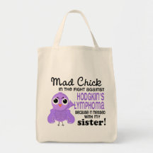 Mad Chick 2 Sister Hodgkin's Lymphoma / Disease Canvas Bag