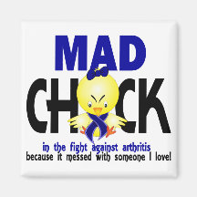 Mad Chick In The Fight Arthritis Refrigerator Magnets
