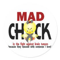 Mad Chick In The Fight Brain Tumor Sticker