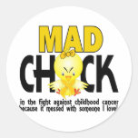 Mad Chick In The Fight Childhood Cancer Round Stickers