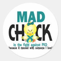 Mad Chick In The Fight PKD Round Sticker