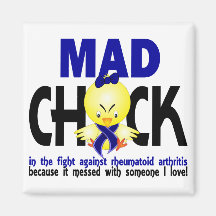 Mad Chick In The Fight Rheumatoid Arthritis Fridge Magnets