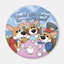 Mad Corgi Tea Party Magnet