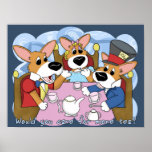 Mad Corgi Tea Party Poster posters