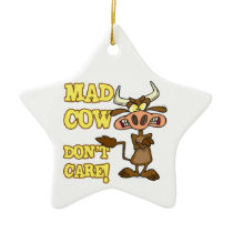 MAD COW DONT CARE FUNNY ANIMAL HUMOR CHRISTMAS TREE ORNAMENT