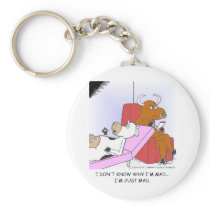 Mad Cow In Therapy Funny Gifts & Collectibles Key Chain