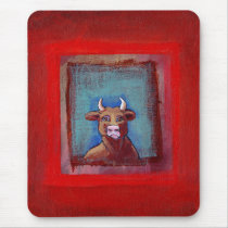 Mad Cow - Indignant upset emotional cow ART mousepads