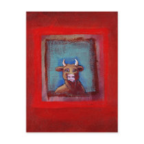 Mad Cow - Indignant upset emotional cow ART postcards