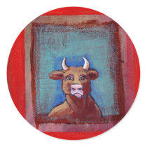 Mad Cow - Indignant upset emotional cow ART stickers