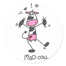 Mad Cow Tshirts and Gifts Round Sticker