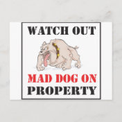 Mad Dog On Property Postcards