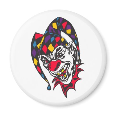 mad evil jester clown refrigerator magnet by halloweenie