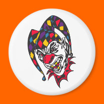 mad evil jester clown magnets