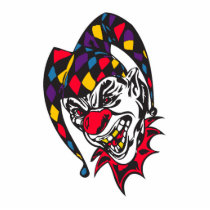 mad evil jester clown photo sculpture