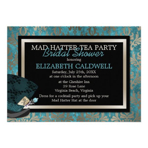 Mad Hatter Alice in Wonderland Bridal Shower Invites