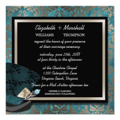 Mad Hatter Alice in Wonderland Wedding Invitation
