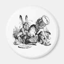 Mad Hatter and March Hare dunking the Dormouse Refrigerator Magnets