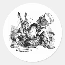 Mad Hatter and March Hare dunking the Dormouse Round Sticker