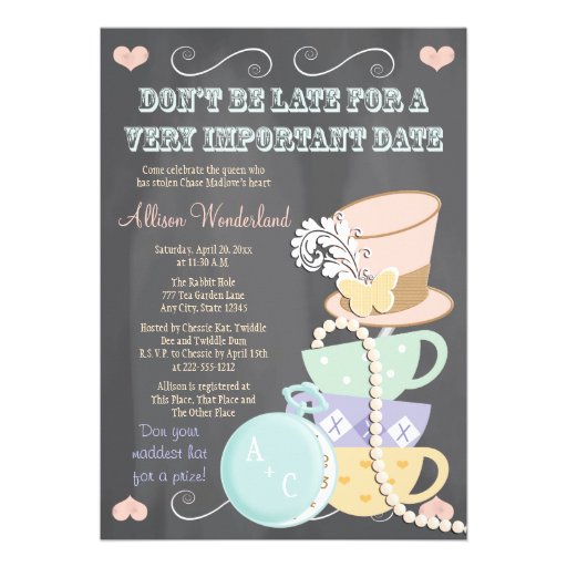 Mad Hatter Bridal Shower Invitations