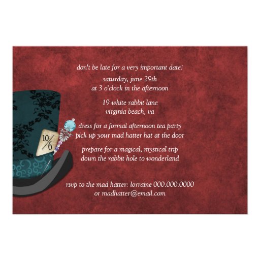 Mad Hatter Bridal Shower Tea Party Invitation