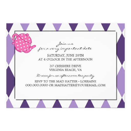 Mad Hatter Bridal Shower Tea Party Invitation