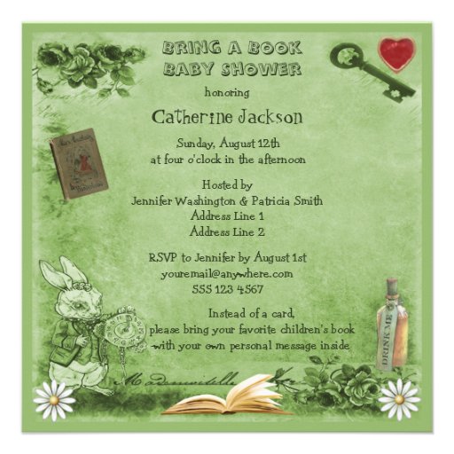 Mad Hatter & Cheshire Cat Bring a Book Shower Invites