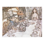 Mad Hatter, Hare and Alice at the Tea Table Post Card