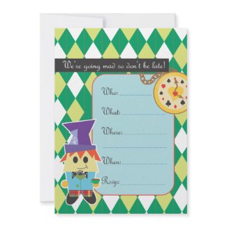Mad Hatter Invite green invitation