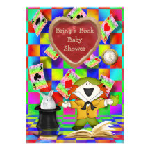 Mad Hatter Jam Tart Heart Bring a Book Baby Shower Invitations