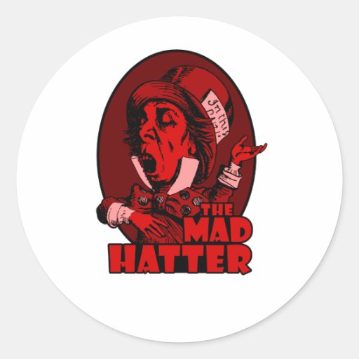 Mad Hatter Logo Red Classic Round Sticker Zazzle