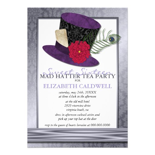 Mad Hatter Sweet 16 Invitation