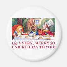 MAD HATTER WISHES ALICE A VERY MERRY UNBIRTHDAY! REFRIGERATOR MAGNET
