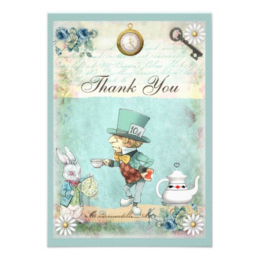 Mad Hatter Wonderland Baby Shower Thank You Personalized Invitations